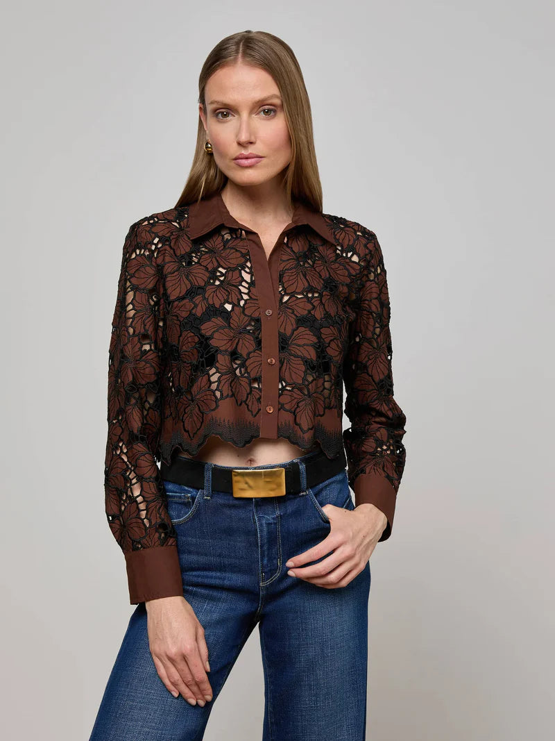 Harper | Brown Eyelet Blouse