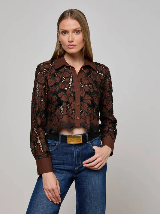 Harper | Brown Eyelet Blouse