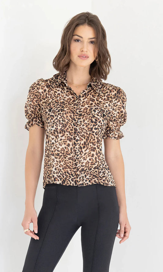 Nina | Leopard Print Short-Sleeve Blouse
