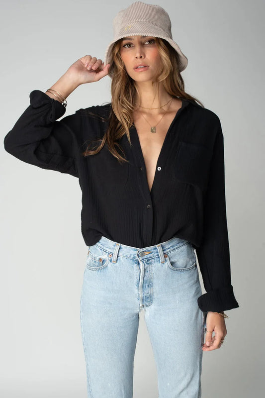 Valeria | Black Cotton Double Gauze Collection